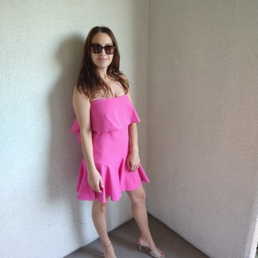 Susana Monaco Flounce Strapless Dress